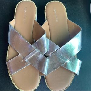 NWT Lane Bryant size 12 silver wedge slip on sandal